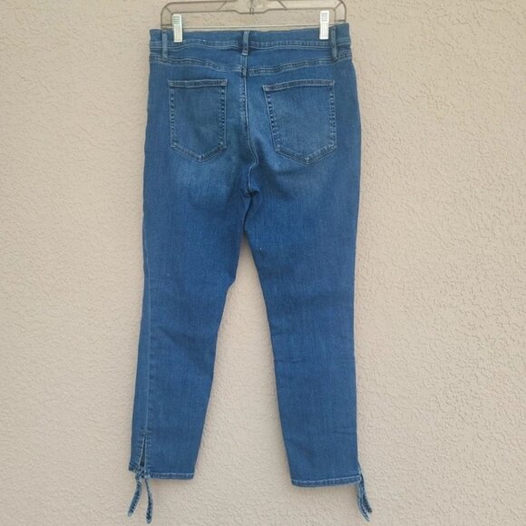 Ann Taylor Woman's Modern Skinny Ankle With Ties Stretch Blue Jeans Sz 10 - Picture 4 of 5